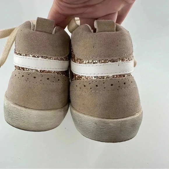 Miim womens high top sneakers size 7.5 faux suede rose gold glitter streetwear - Picture 8 of 13